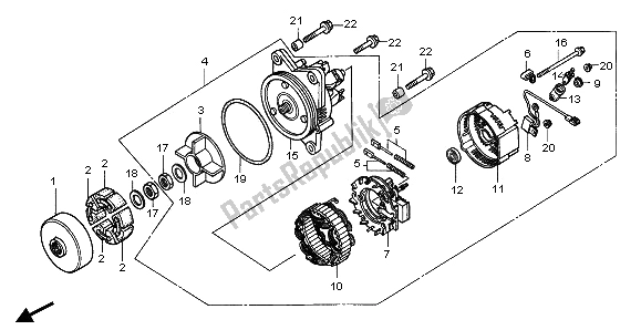 All parts for the Generator of the Honda GL 1500A 1995