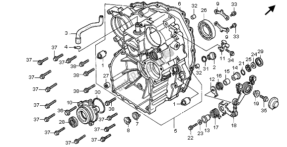 All parts for the Rear Case of the Honda GL 1500 SE 1995