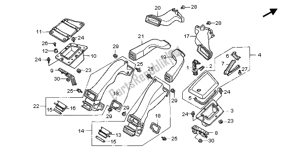 All parts for the Air Duct of the Honda GL 1500 SE 1999