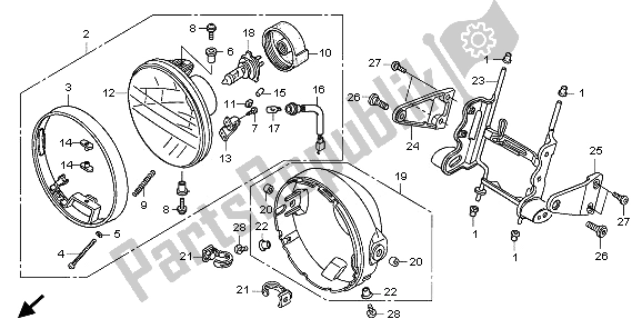 All parts for the Headlight (eu) of the Honda CB 1300 2009