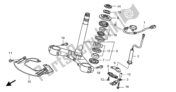 All parts for the Steering Stem of the Honda GL 1800A 2003