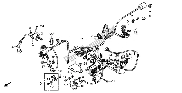 Alle onderdelen voor de Kabelboom van de Honda CBR 125 RW 2011