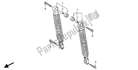 All parts for the Rear Cushion of the Honda PES 150 2007