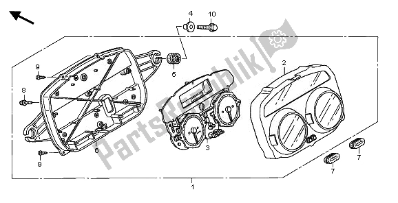 All parts for the Meter (kmh) of the Honda XL 1000V 2010