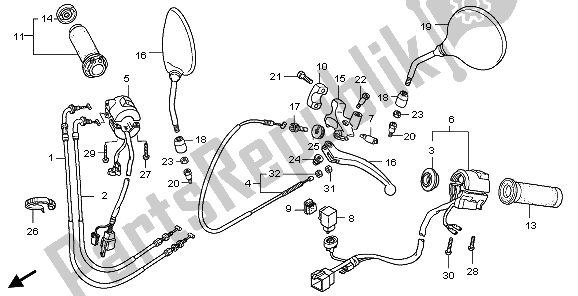 Todas las partes para Interruptor De Manija Y Cable de Honda VT 750C 2009