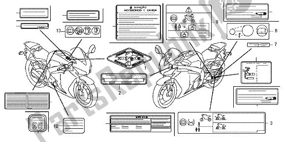 Todas las partes para Etiqueta De Precaución de Honda CBR 1000 RR 2013