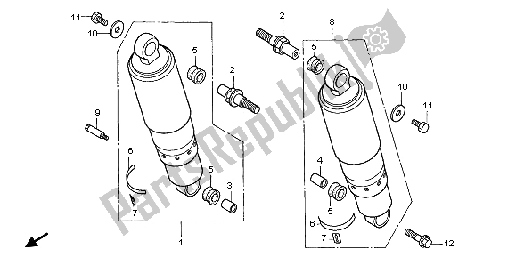 All parts for the Rear Cushion of the Honda GL 1500C 1997