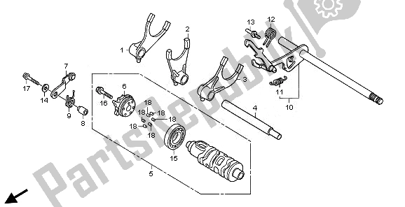 All parts for the Gearshift Drum of the Honda VT 750S 2011