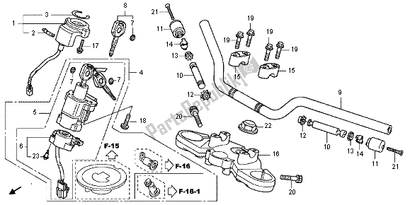 All parts for the Handle Pipe & Top Bridge of the Honda CB 600F Hornet 2012