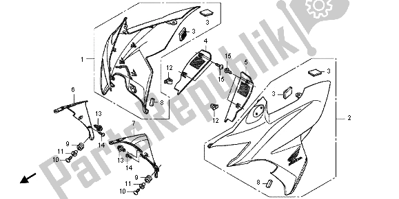 All parts for the Front Cowl of the Honda CBF 1000 FT 2012