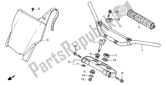 All parts for the Handle Pipie & Top Bridge of the Honda CR 250R 2004