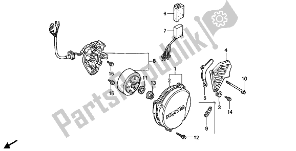 Alle onderdelen voor de Linker Carterdeksel & Generator van de Honda CR 500R 1 1990