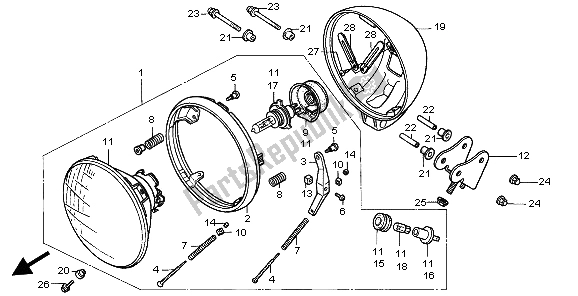 All parts for the Headlight (eu) of the Honda CMX 250C 1998