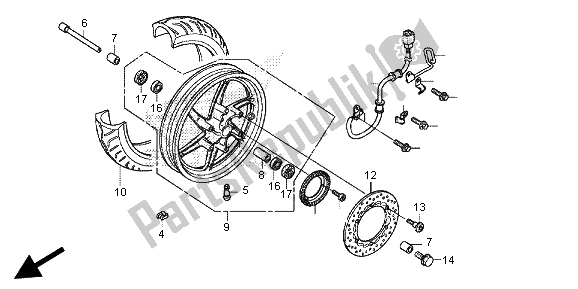 All parts for the Front Wheel of the Honda SH 300R 2013