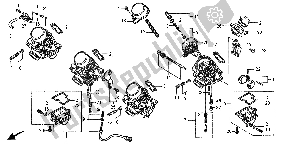 Tutte le parti per il Carburatore (parti Componenti) del Honda CB 600F2 Hornet 2001