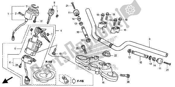 All parts for the Handle Pipe & Top Bridge of the Honda CB 600F Hornet 2013