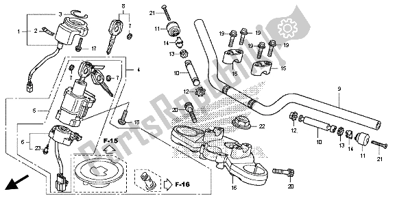 All parts for the Handle Pipe & Top Bridge of the Honda CB 600F Hornet 2013