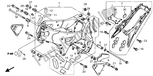 Tutte le parti per il Corpo Del Telaio del Honda VFR 1200F 2013