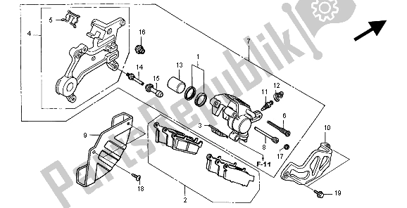 Todas las partes para Pinza De Freno Trasero de Honda XR 650R 2004