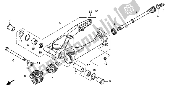 All parts for the Swingarm of the Honda NT 700V 2006
