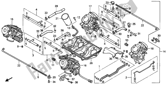 All parts for the Carburetor (assy.) of the Honda VFR 750F 1990
