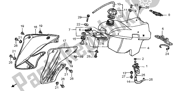 Alle onderdelen voor de Benzinetank van de Honda CR 125R 1998