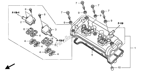 All parts for the Cylinder Head Cover of the Honda CBF 1000 SA 2010