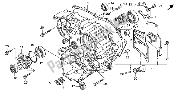 Alle onderdelen voor de Achterkant Van De Behuizing van de Honda GL 1800A 2006
