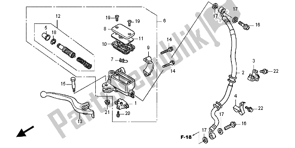 Todas las partes para Fr Cilindro Maestro De Frenos de Honda WW 125 EX2 2012