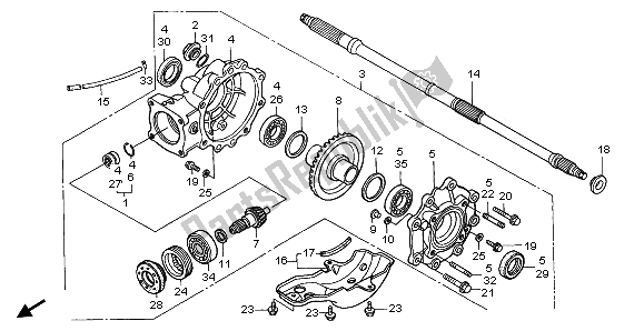 All parts for the Final Driven Gear of the Honda TRX 350 FE Fourtrax Rancher 4X4 ES 2000