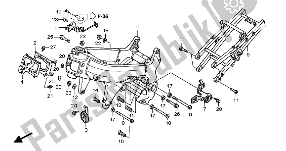 Tutte le parti per il Corpo Del Telaio del Honda VTR 1000 SP 2001