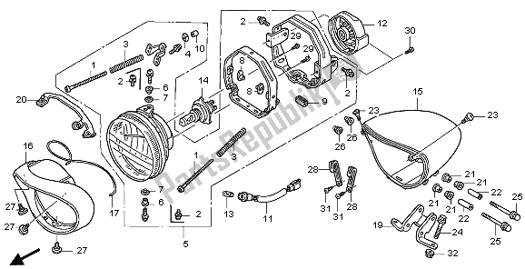 Tutte le parti per il Faro (eu) del Honda VTX 1300S 2006