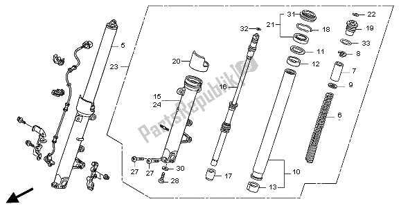 All parts for the Front Fork of the Honda CB 1300 2007