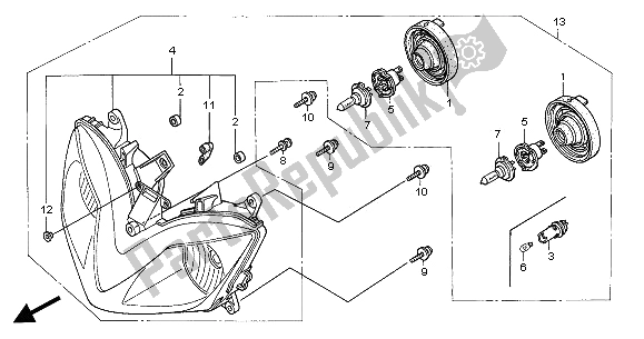 Tutte le parti per il Faro (uk) del Honda CBR 600 FR 2002