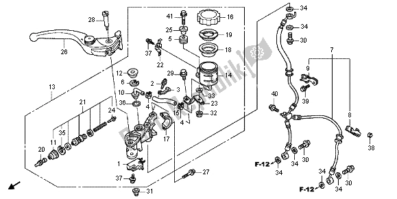 Alle onderdelen voor de Voorremhoofdcilinder van de Honda CBR 1000 RR 2012