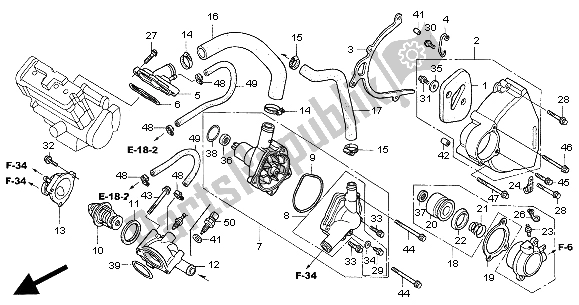 Alle onderdelen voor de Waterpomp van de Honda CBR 1100 XX 2000