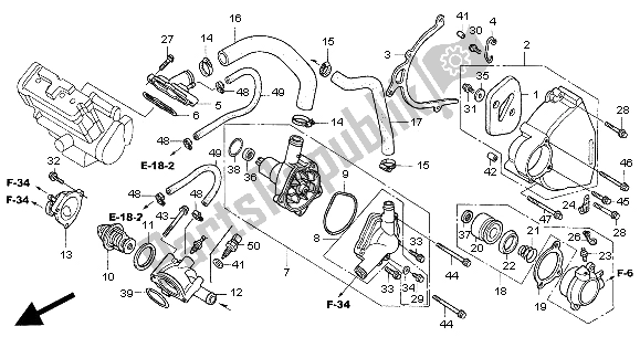 All parts for the Water Pump of the Honda CBR 1100 XX 2000