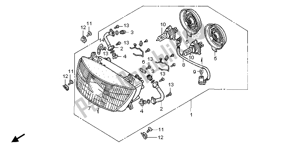 All parts for the Headlight (uk) of the Honda CBR 1000F 1998