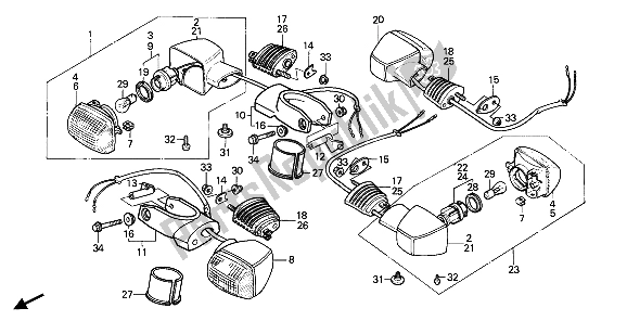 Todas as partes de Piscadela do Honda XBR 500 1986