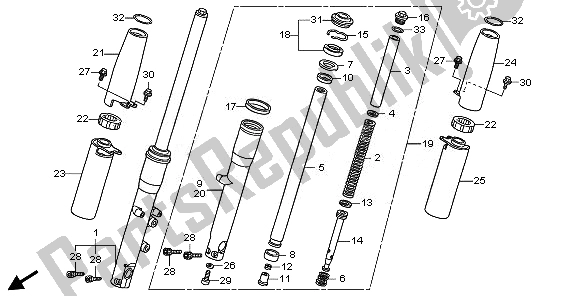 All parts for the Front Fork of the Honda VT 750C2B 2011