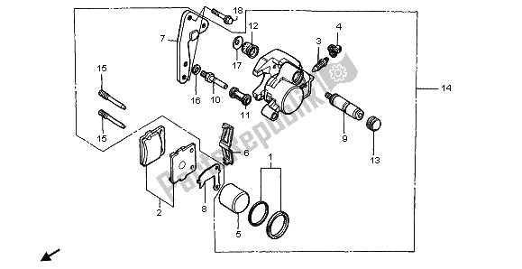 Tutte le parti per il Pinza Freno Anteriore del Honda CR 80R SW 2000