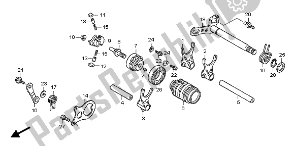 All parts for the Gearshift Drum of the Honda CRF 150 RB LW 2012