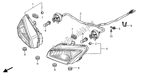 All parts for the Headlight of the Honda TRX 400 FA 2007