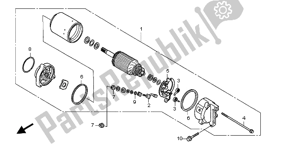 All parts for the Starting Motor of the Honda VFR 800 2002