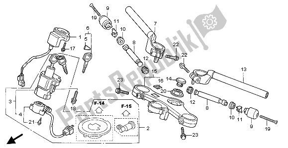 Alle onderdelen voor de Handvatpijp & Hoogste Brug van de Honda CBR 600F 2007