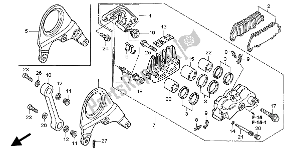 All parts for the Rear Brake Caliper of the Honda VFR 800A 2004