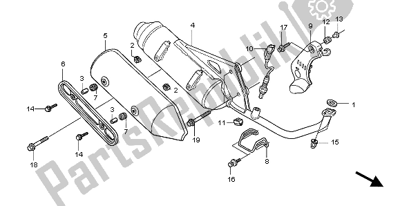 All parts for the Exhaust Muffler of the Honda SH 125 2008