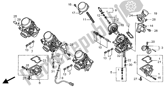 Tutte le parti per il Carburatore (parti Componenti) del Honda CBF 600 NA 2004