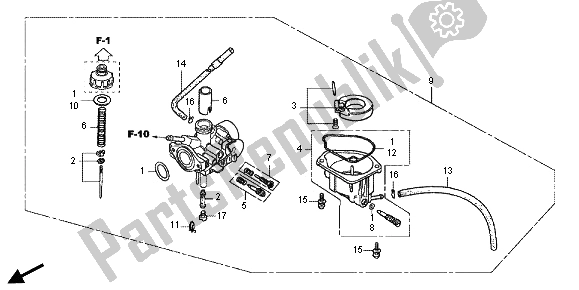 All parts for the Carburetor of the Honda CRF 50F 2012