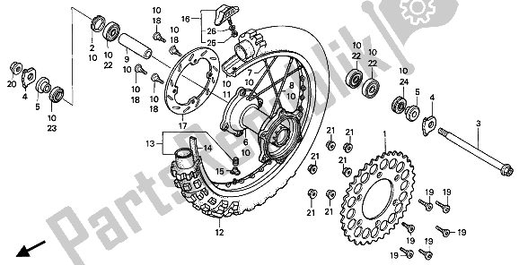 Tutte le parti per il Ruota Posteriore del Honda CR 250R 1991